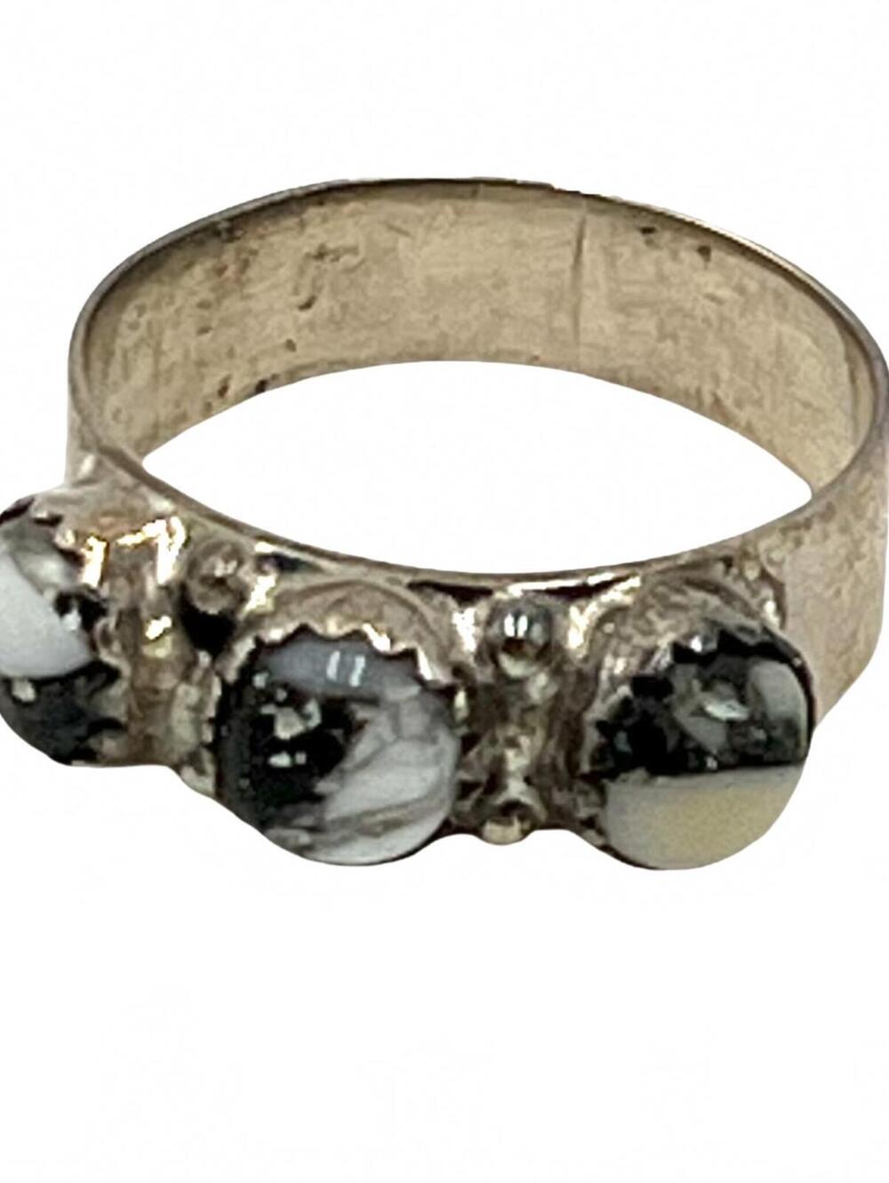 Sterling Silver Wide Ring with Bezel-Set Buffalo Turquoise